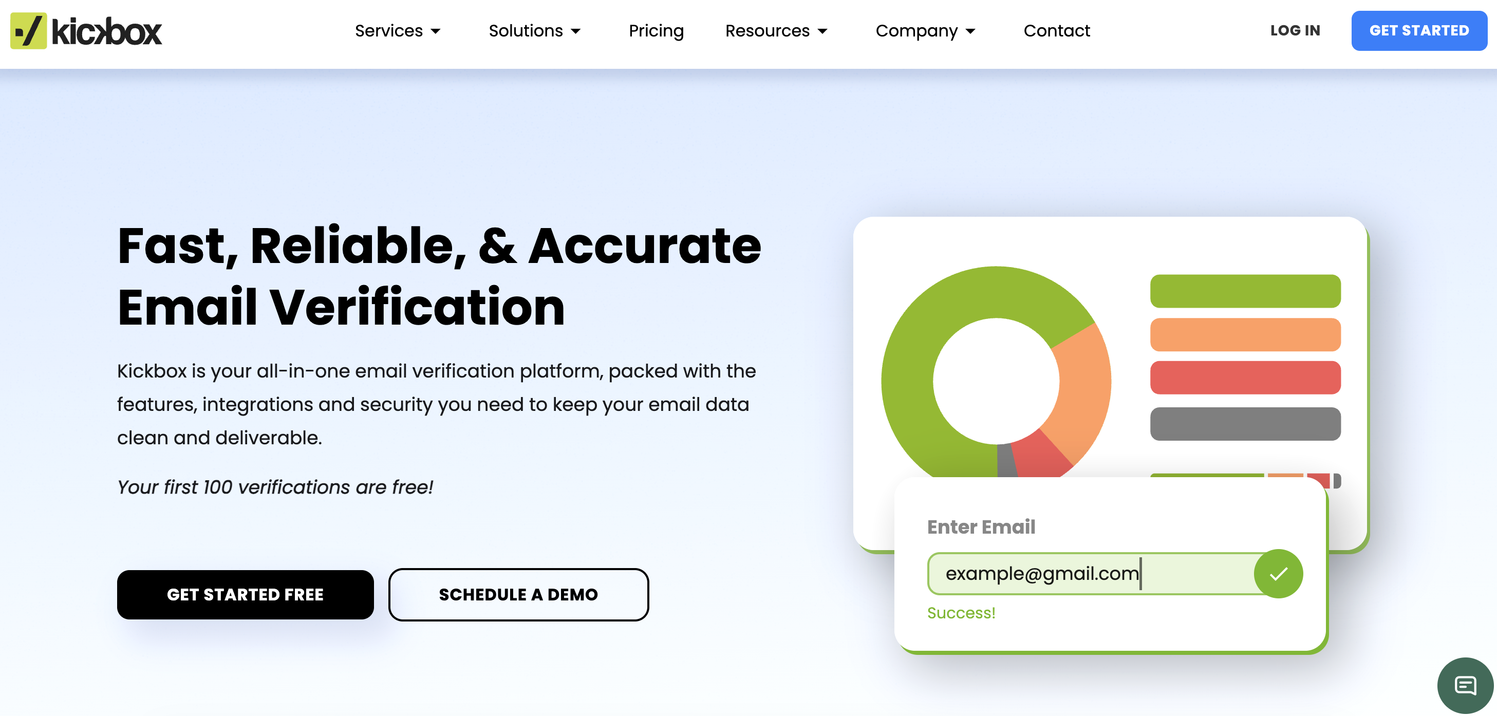 Screenshot of Kickbox homepage