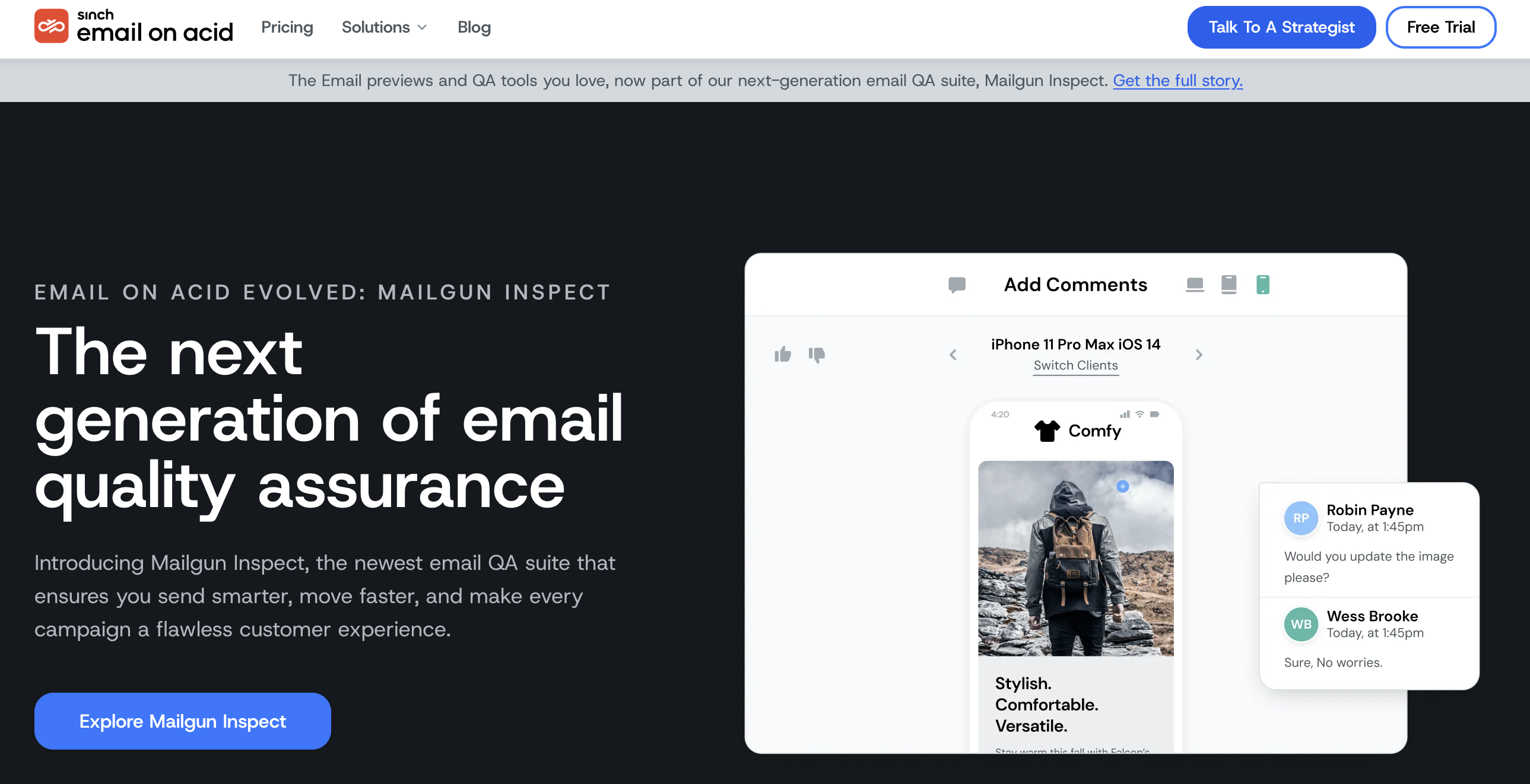 Screenshot of Email on Acid page