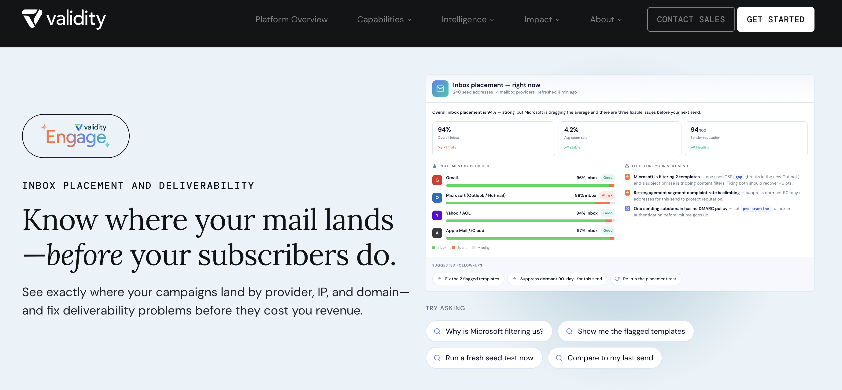 Screenshot of Validity homepage