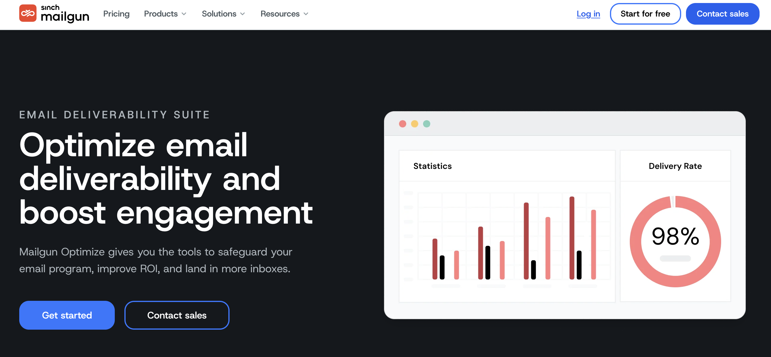 Screenshot of Mailgun page
