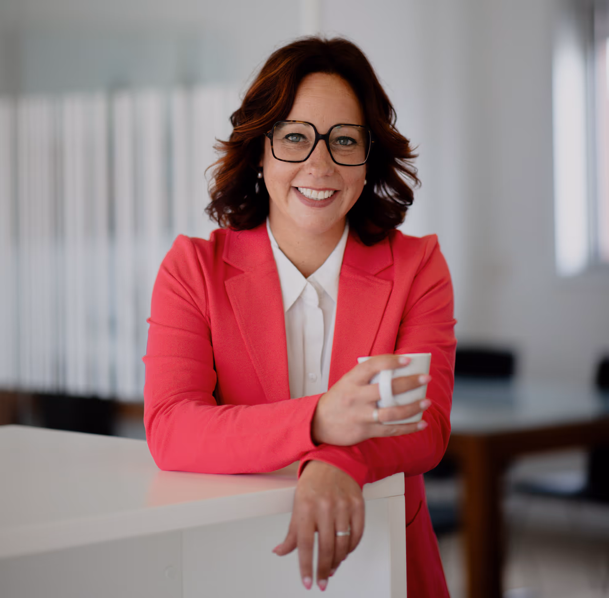 Lady sitting on table