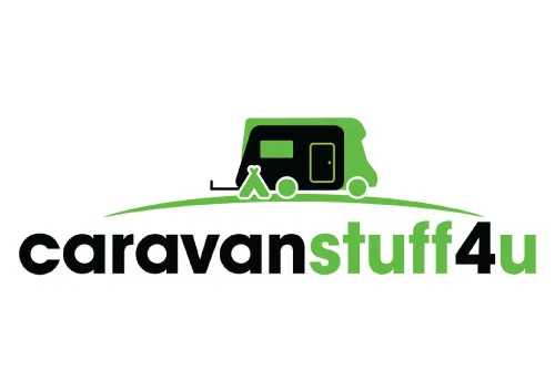 Logo with a stylized green and black caravan above the text 'caravanstuff4u'.