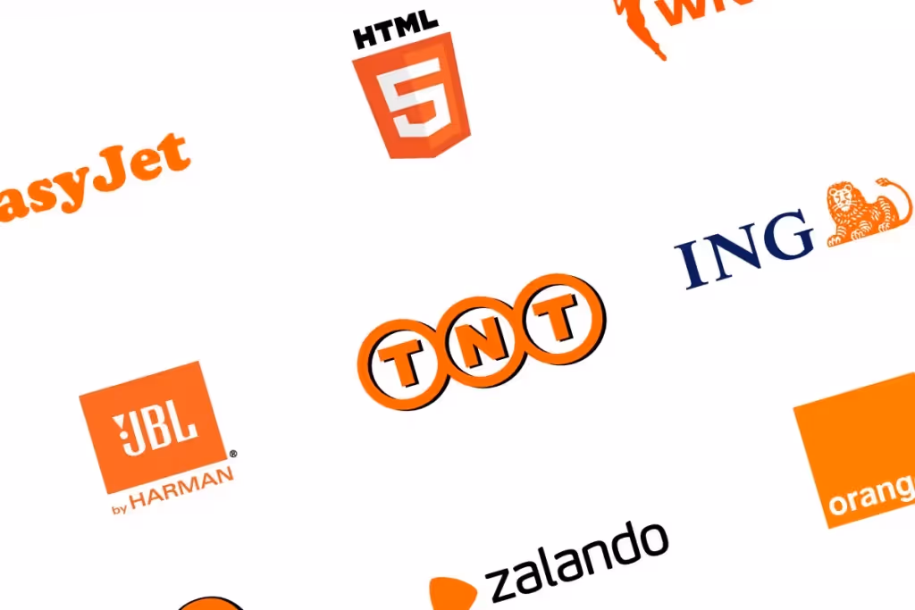 Signification de la couleur orange. Différents logos de marques de couleur orange : Orange, TNT, Easy Jet, ING...