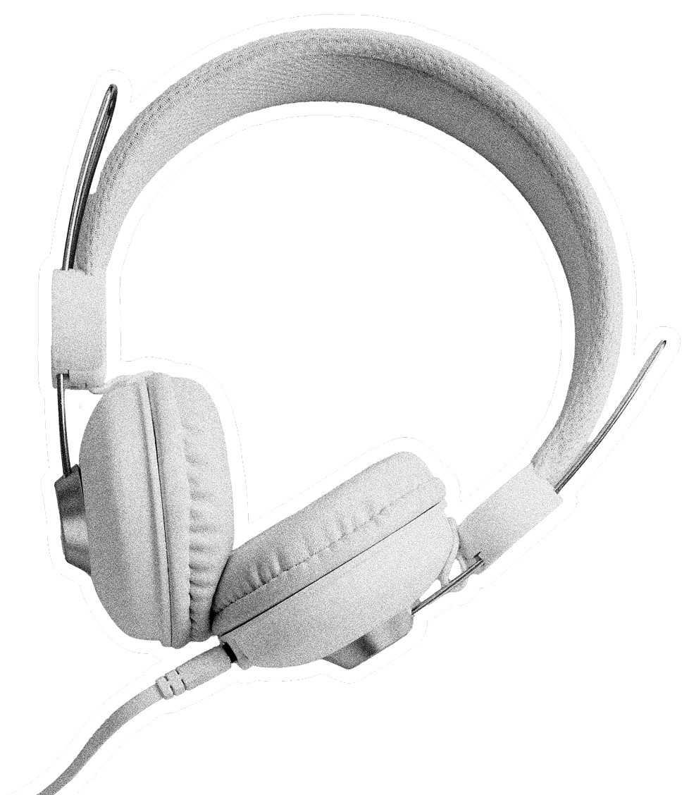 White over-ear wired headphones with cushioned ear pads and padded headband.