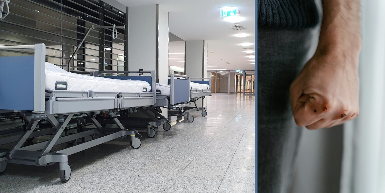 príjem nemocnice, päsť po bitke