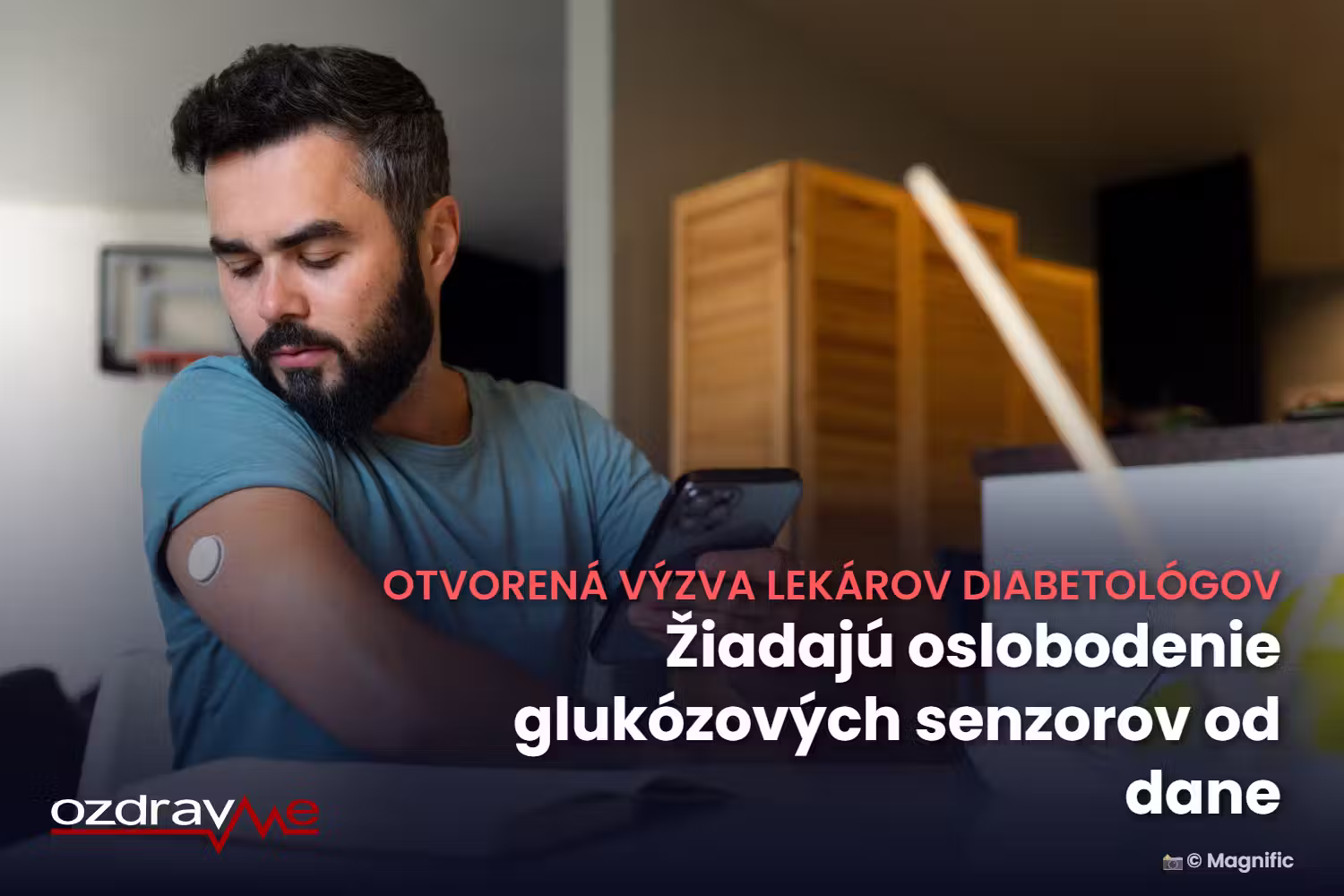 muž s glukózovým senzorom