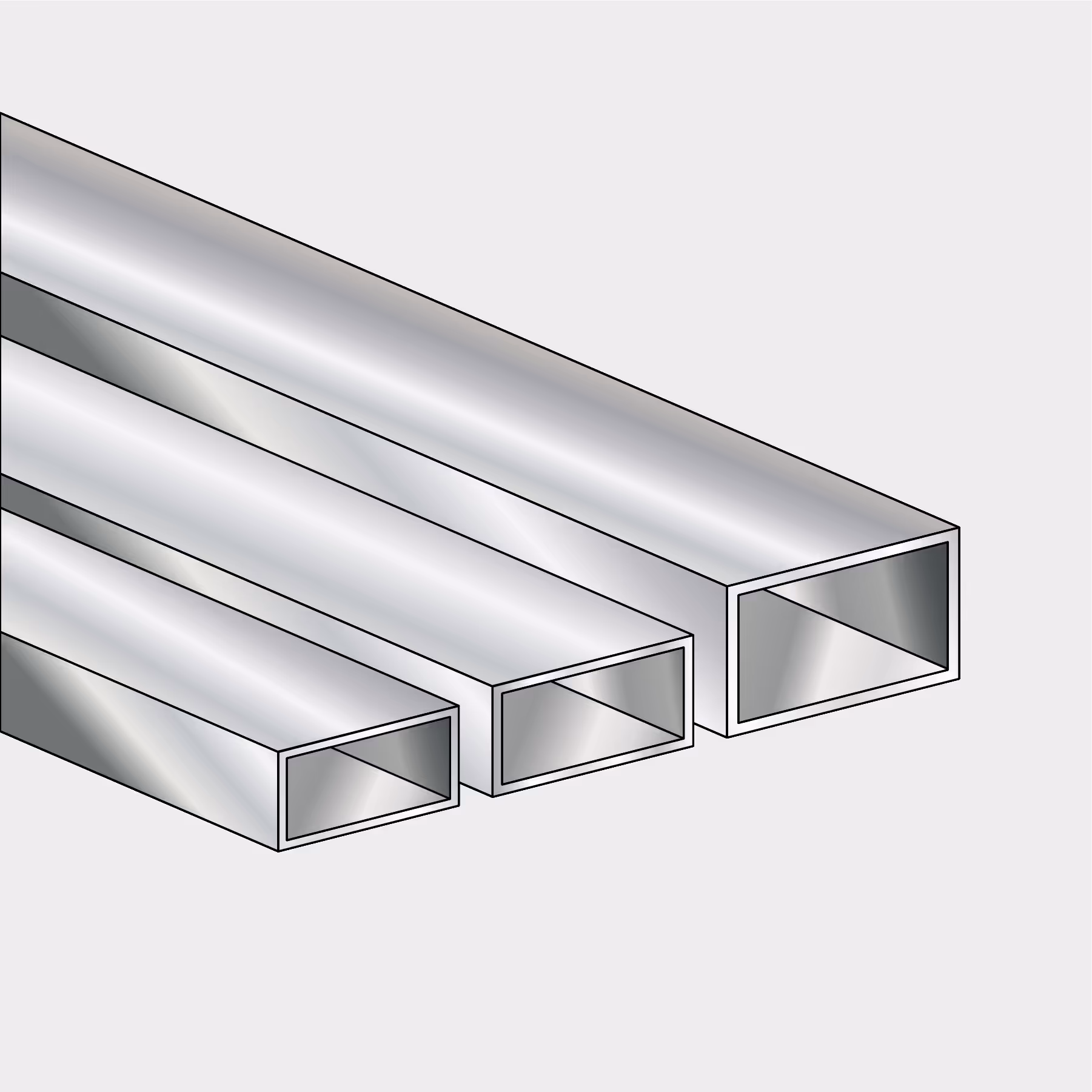 Tubo Rectangular (Anodizado Claro)