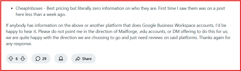 CheapInbox Reddit review