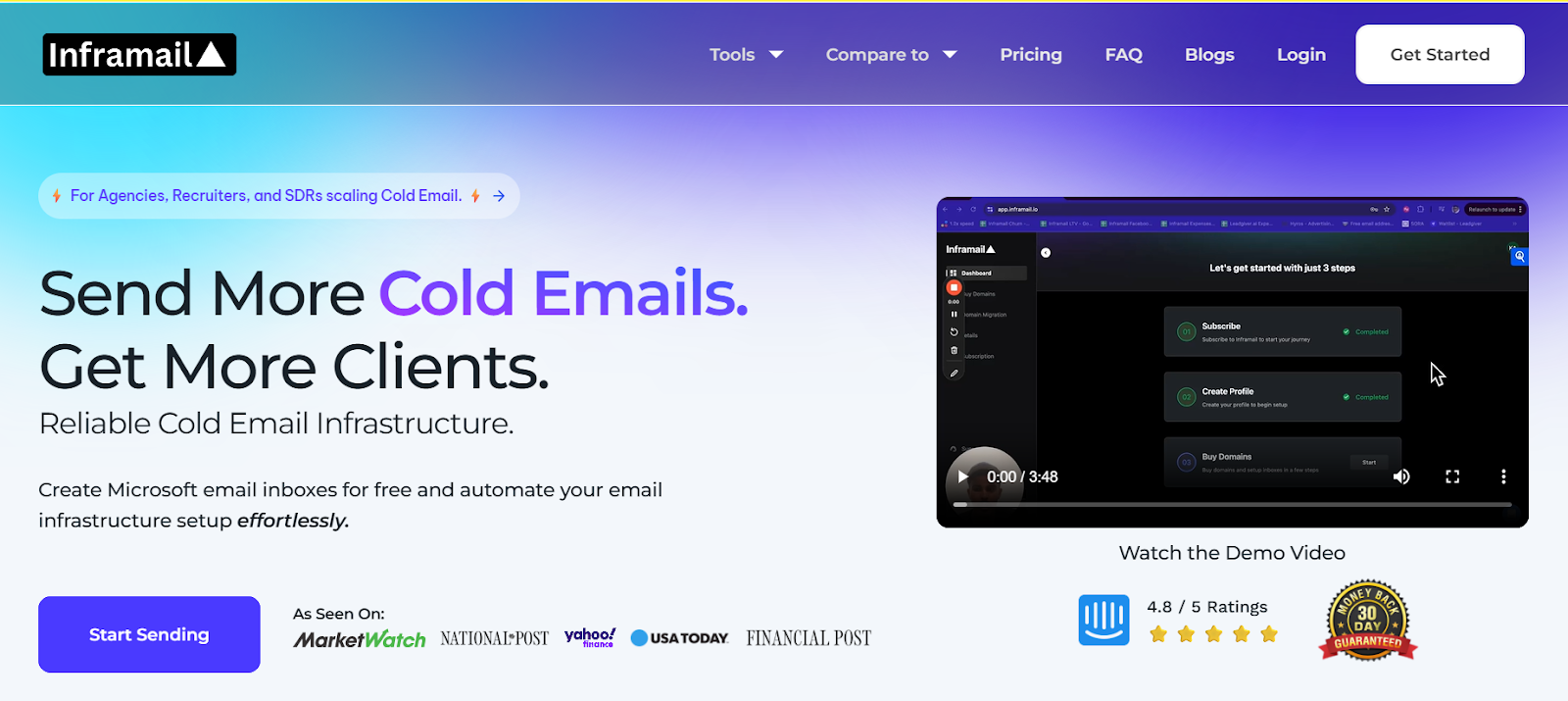 Inframail homepage