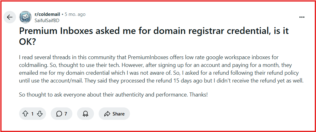 PremiumInboxes Reddit review