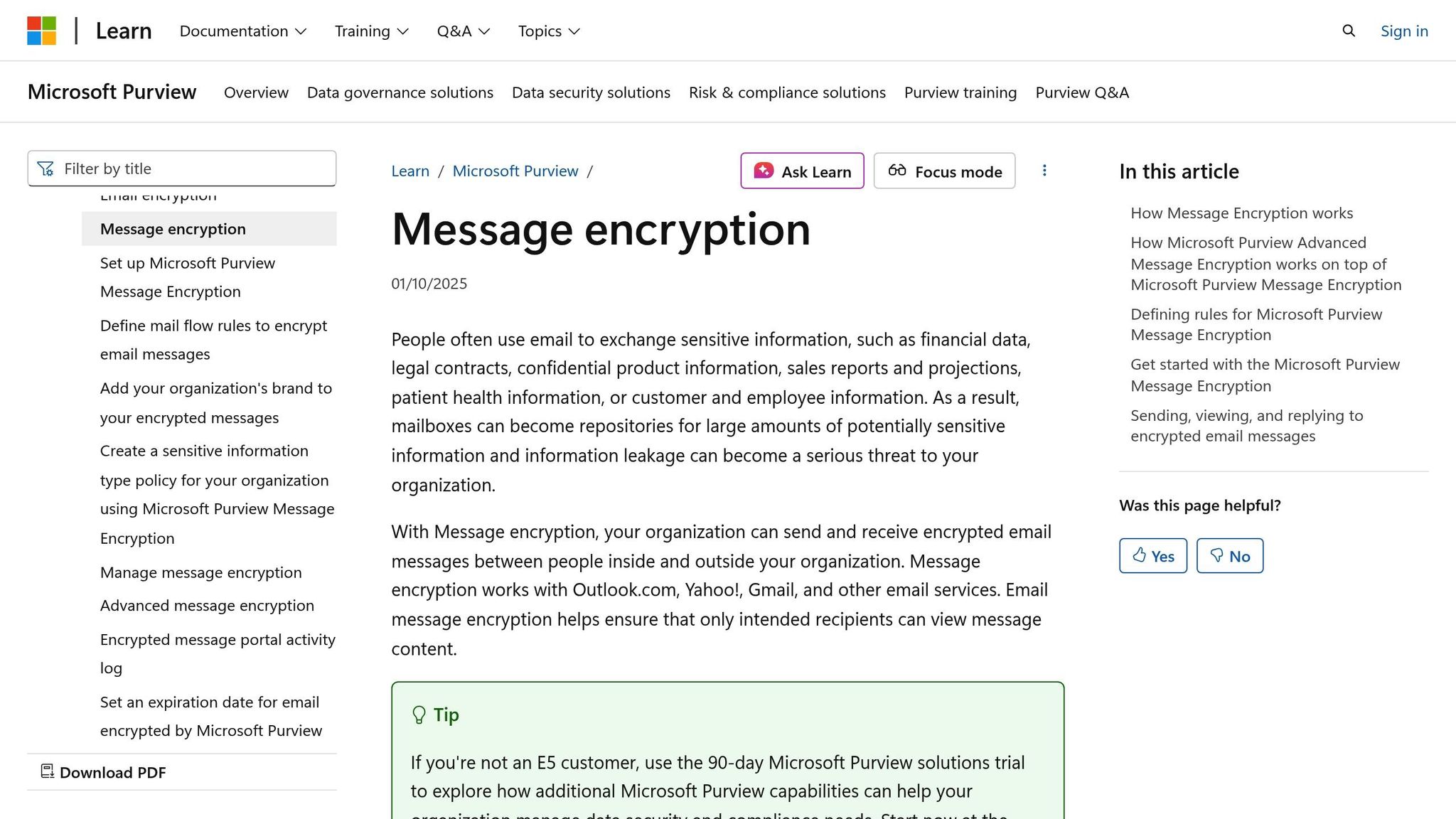 Microsoft Purview Message Encryption