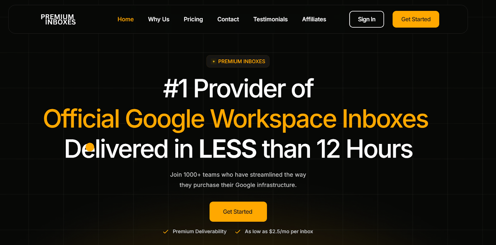 Premium Inboxes homepage