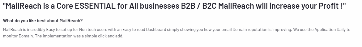 Mailreach review on g2.com by its users