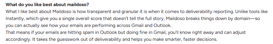 maildoso user review on g2.com