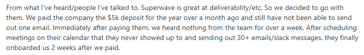 Superwave user review on Reddit