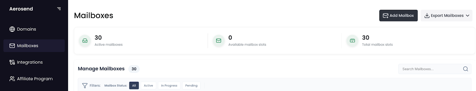 Aerosend 30 Mailboxes
