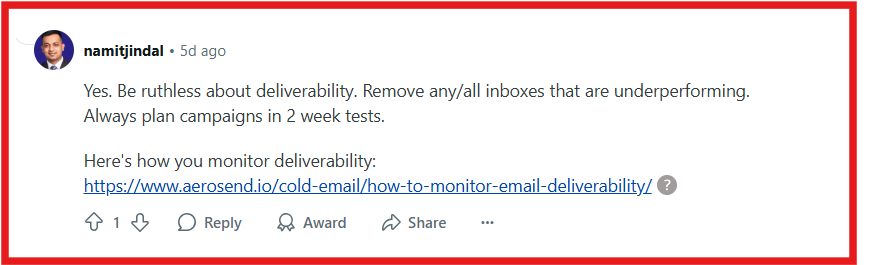 Aerosend reddit convo
