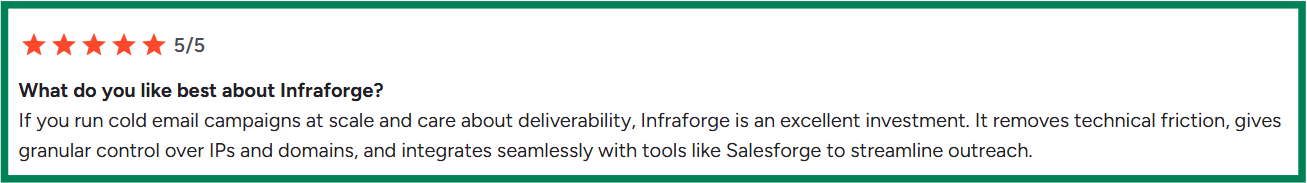 Infraforge G2 review about its deliverability 
