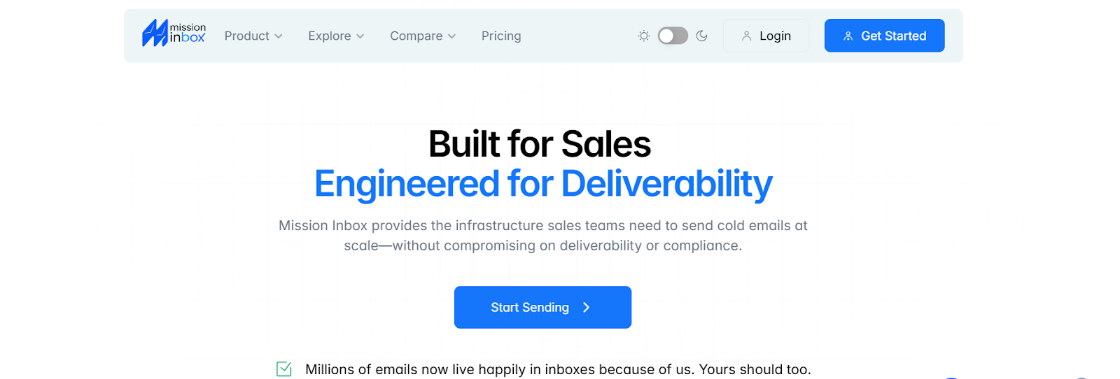 Mission Inbox homepage