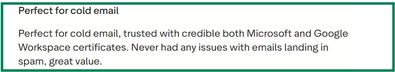 Inboxology trustpilot review about cold email