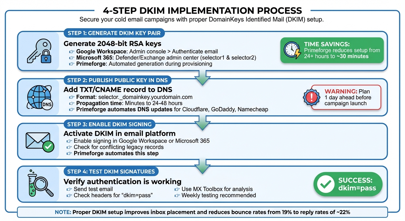 DKIM Setup Process: 4-Step Implementation Guide for Cold Email Campaigns