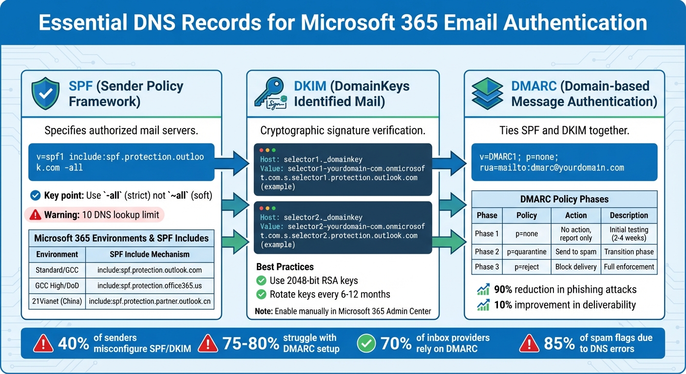 DNS Authentication Records Setup Guide for Microsoft 365 Email Deliverability