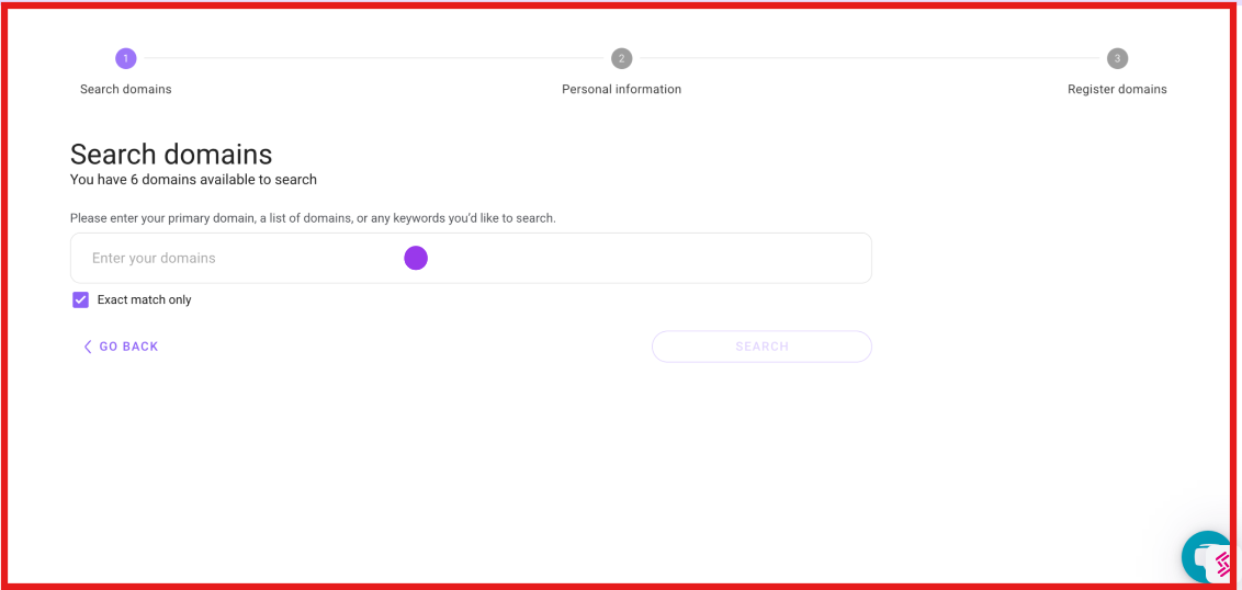 Maildoso process to register domains