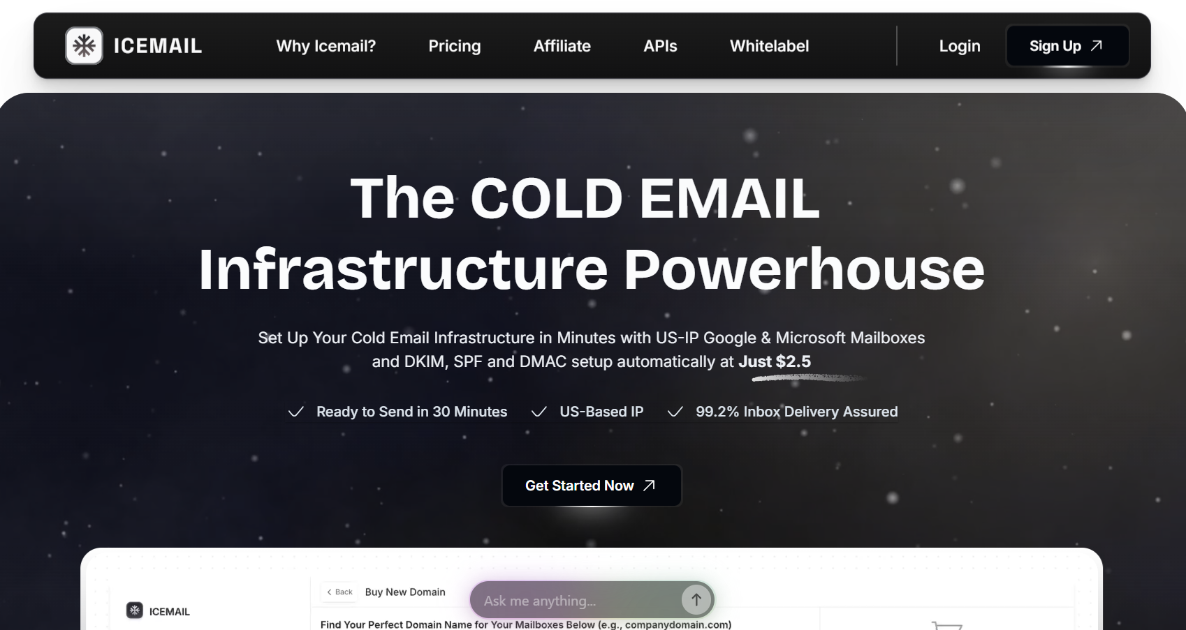 Icemail homepage