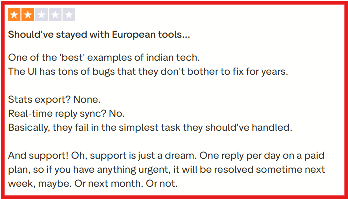 Smartlead user review on Trustpilot