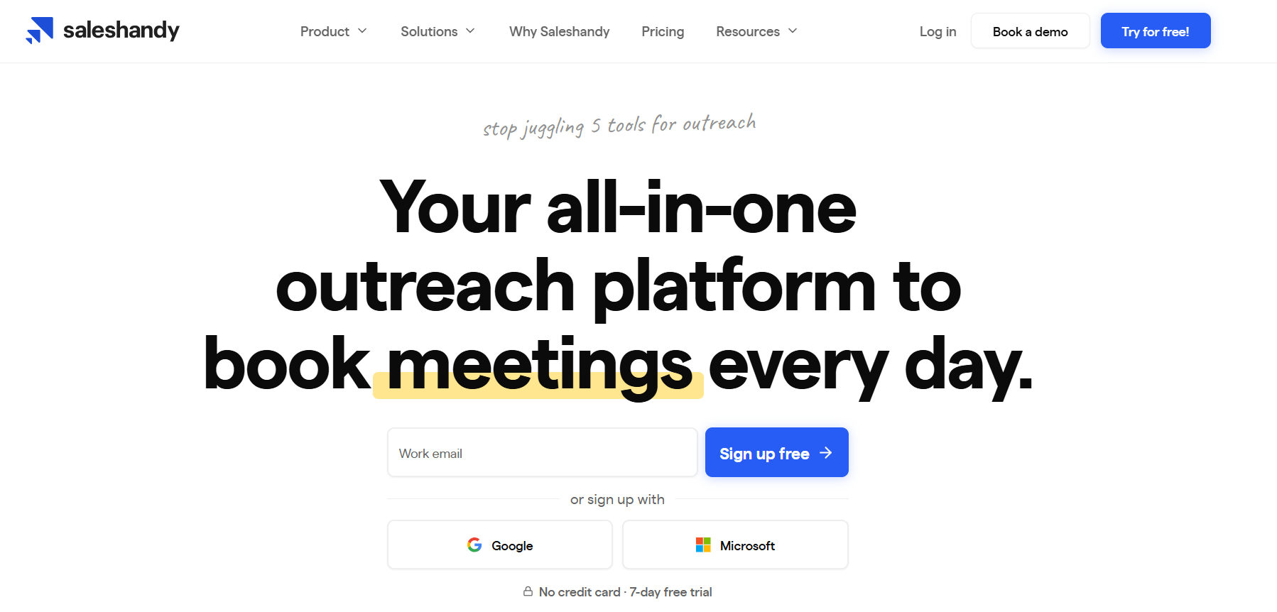 Saleshandy homepage