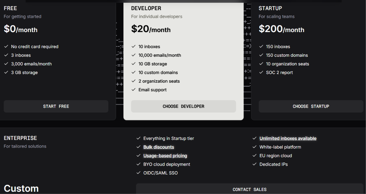 AgentMail pricing