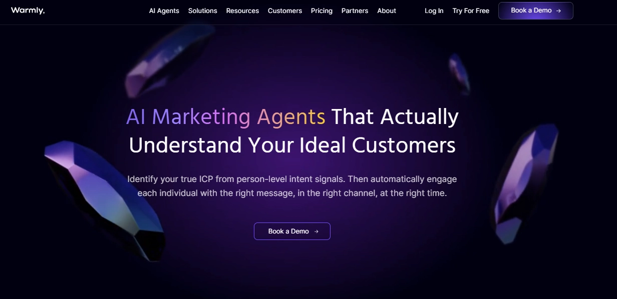 Warmly AI agent homepage