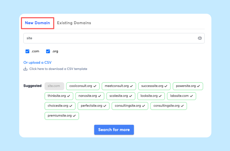 Select secondary domains