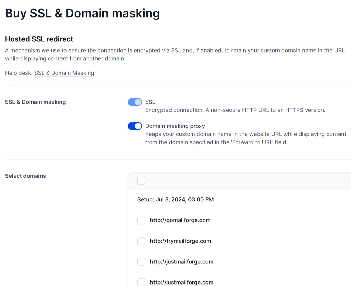 SSL and domain masking in Infraforge.