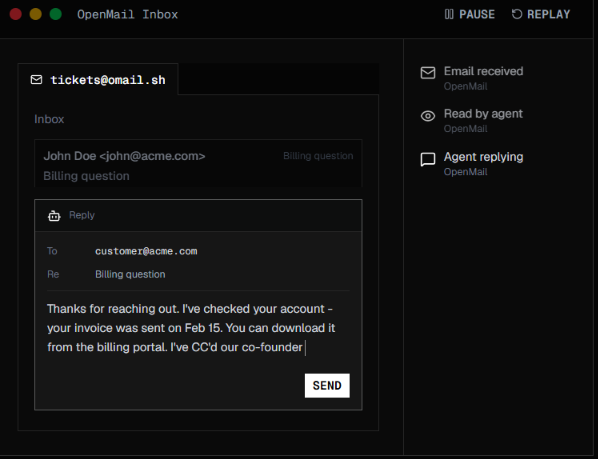 OpenMail Inbox reply handling