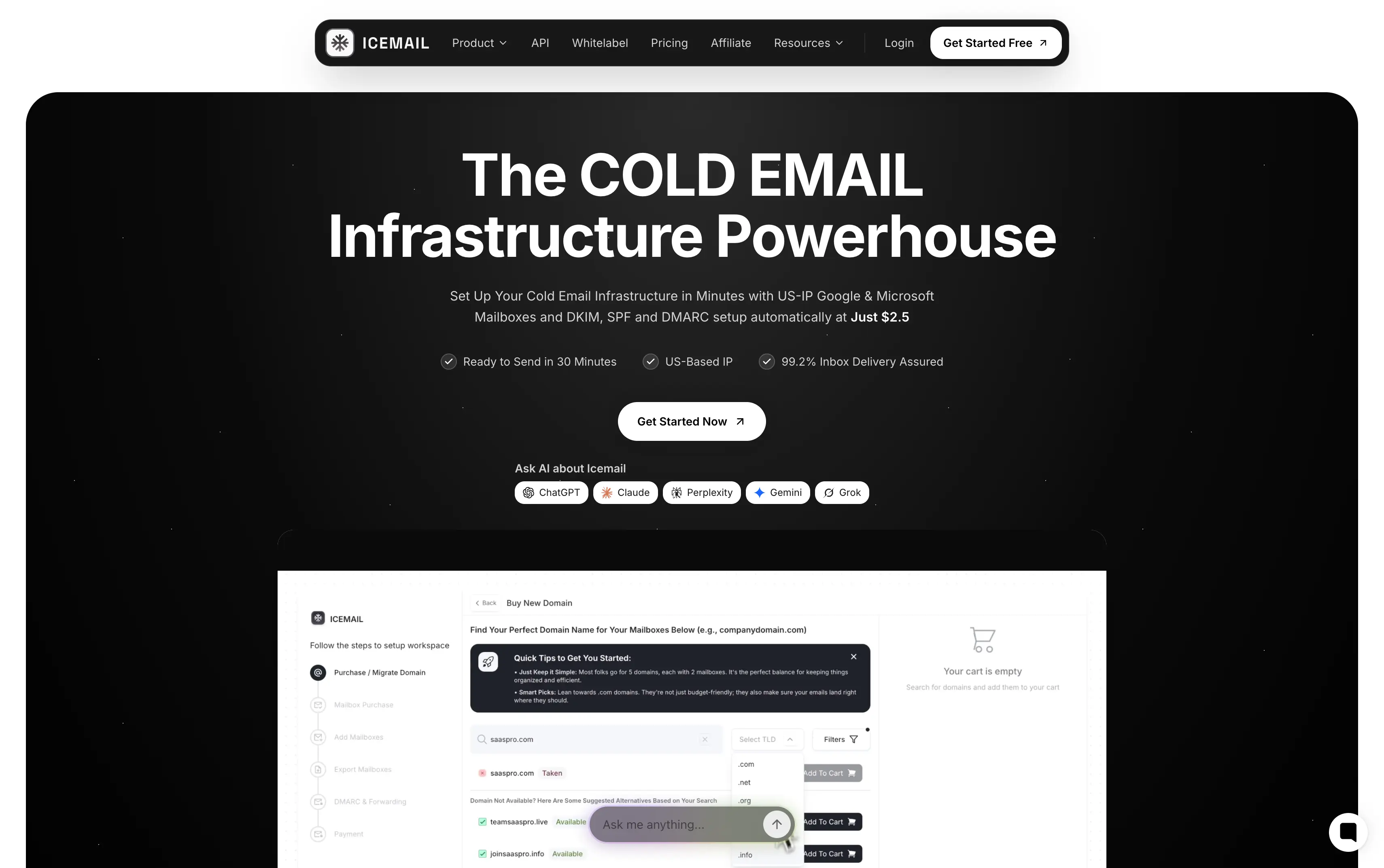 Icemail homepage