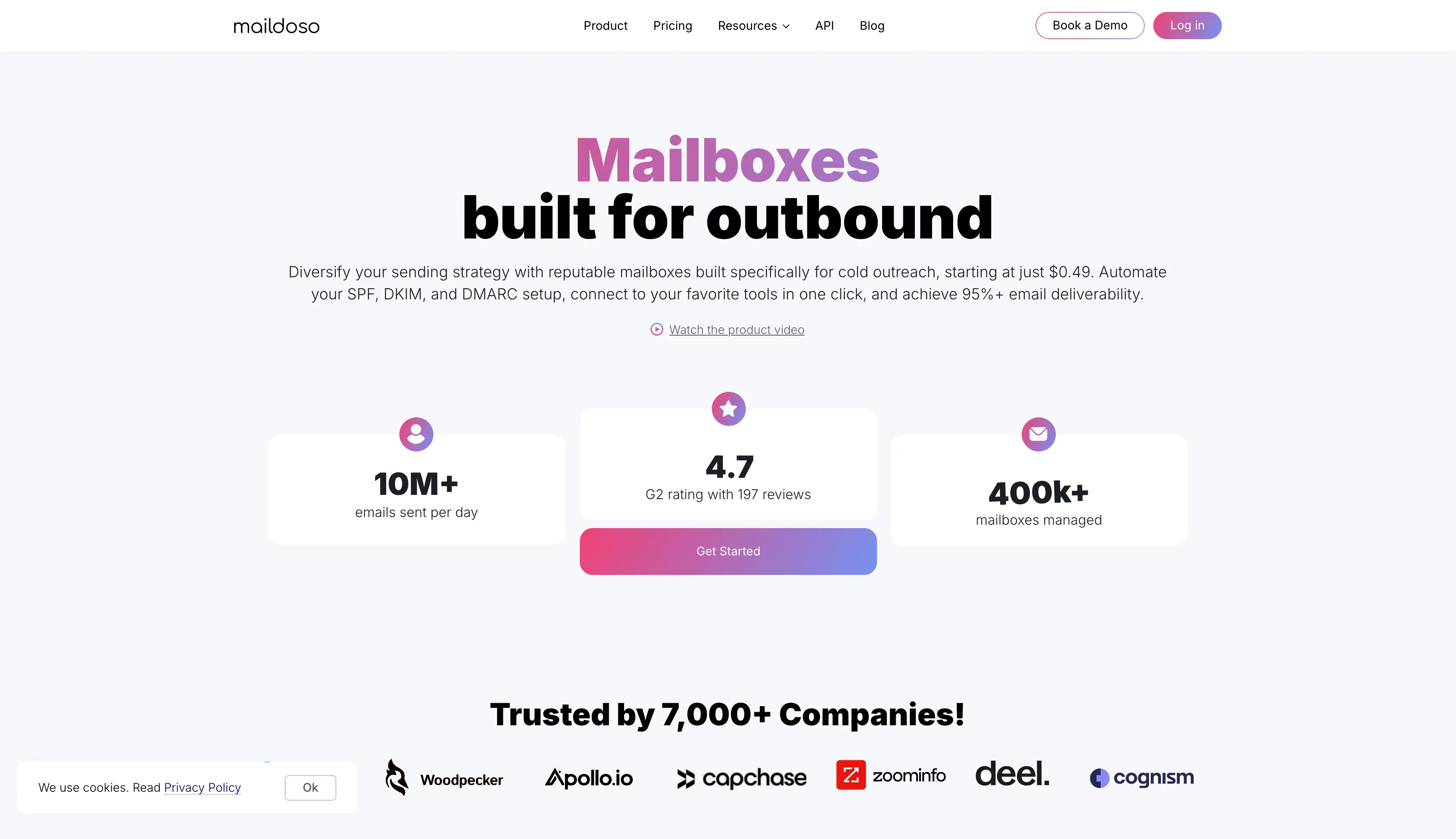 Maildoso homepage