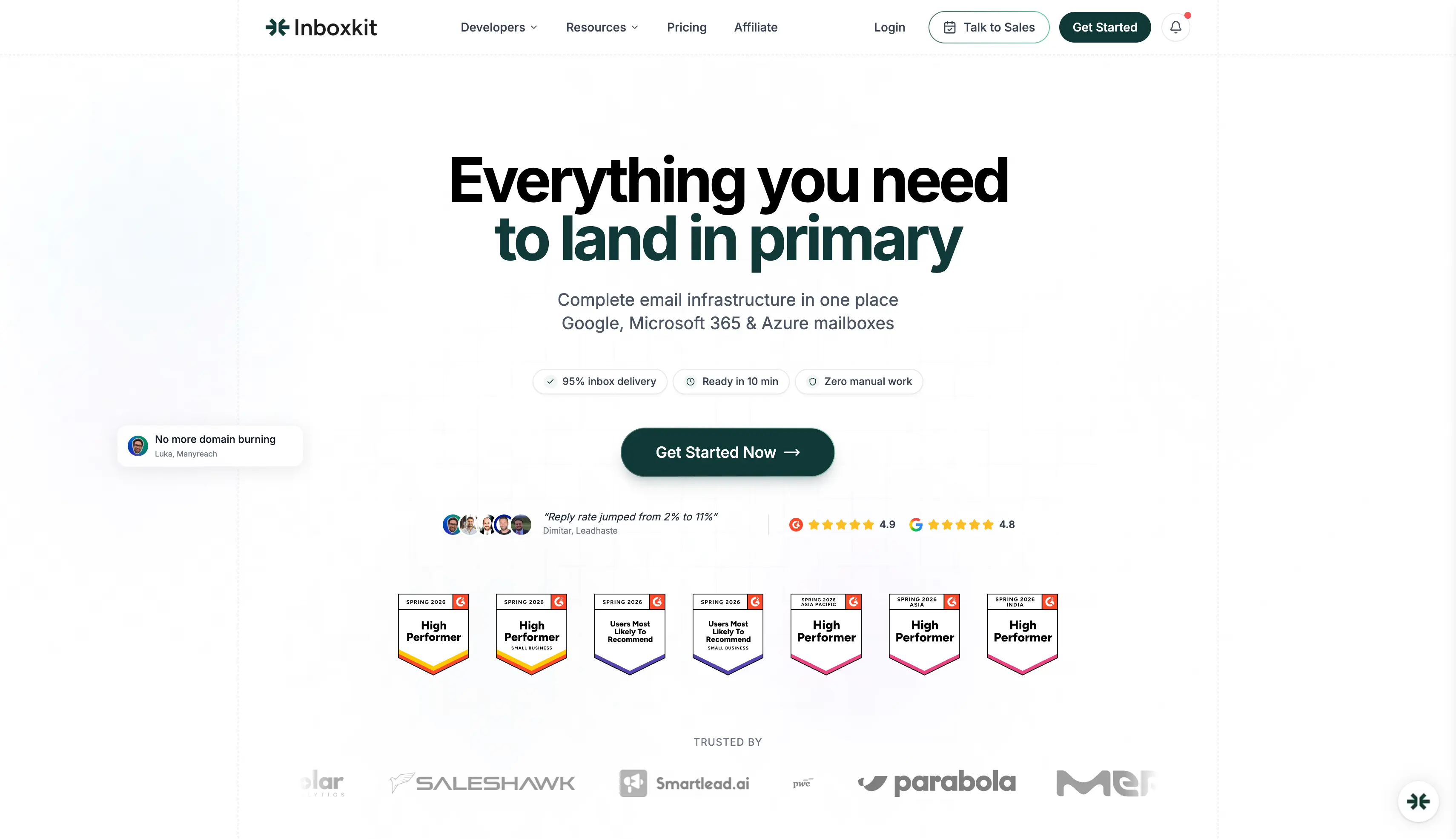 InboxKit homepage