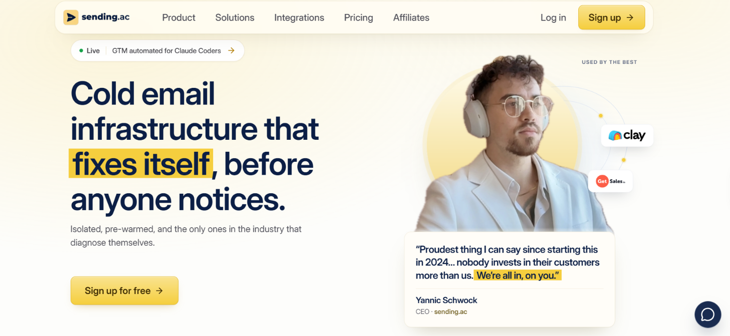 Sending.ac homepage