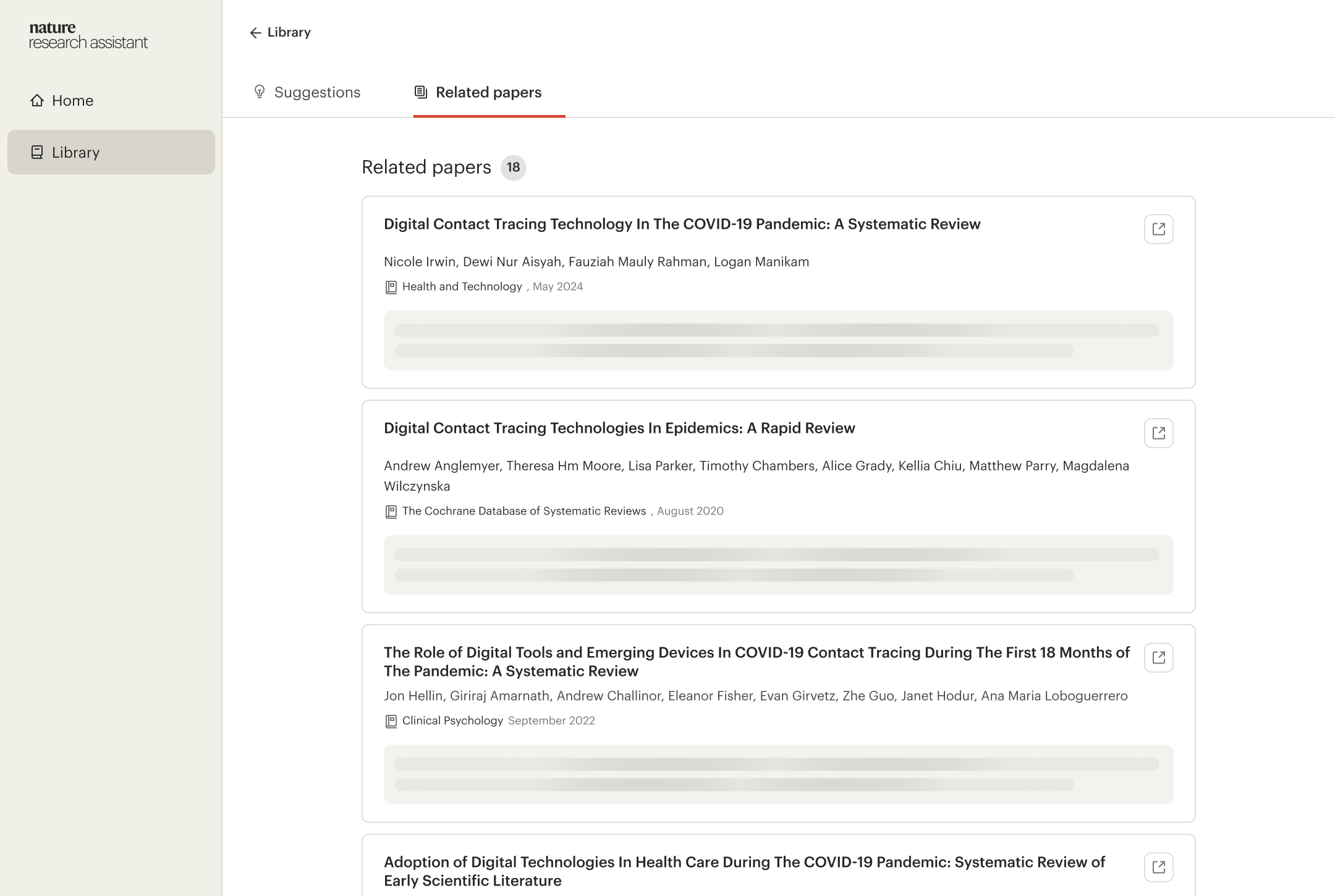 Related Articles tab in Manuscript Advisor displaying manuscript text on the left and a list of related articles on the right categorized by type.