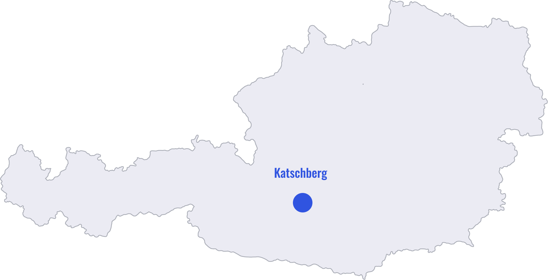 Map of Austria with a blue dot and the lettering Katschberg in the middle.