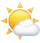 Bright sun partially behind a large white cloud with a smaller gray cloud in front.
