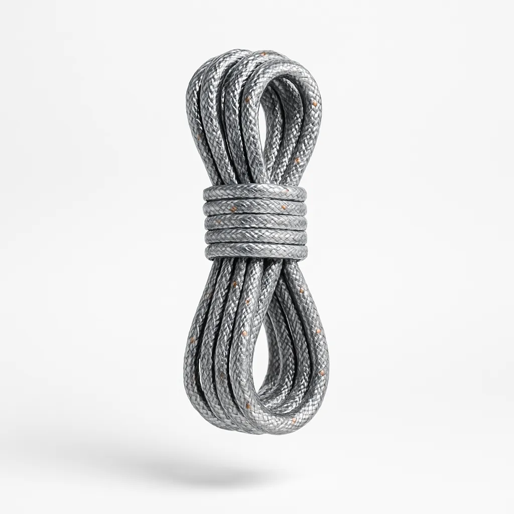 A coiled climbing rope, ready to support the ascent