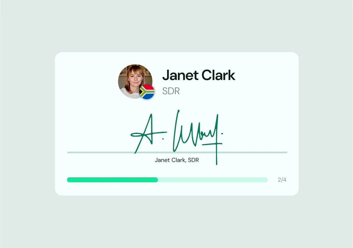 Digital signature confirming a candidate’s direct hire contract through Somewhere.