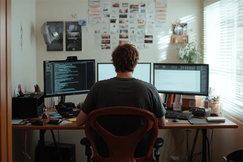 Nearshore software developer working from home office demonstrating remote work advantages for global partnerships