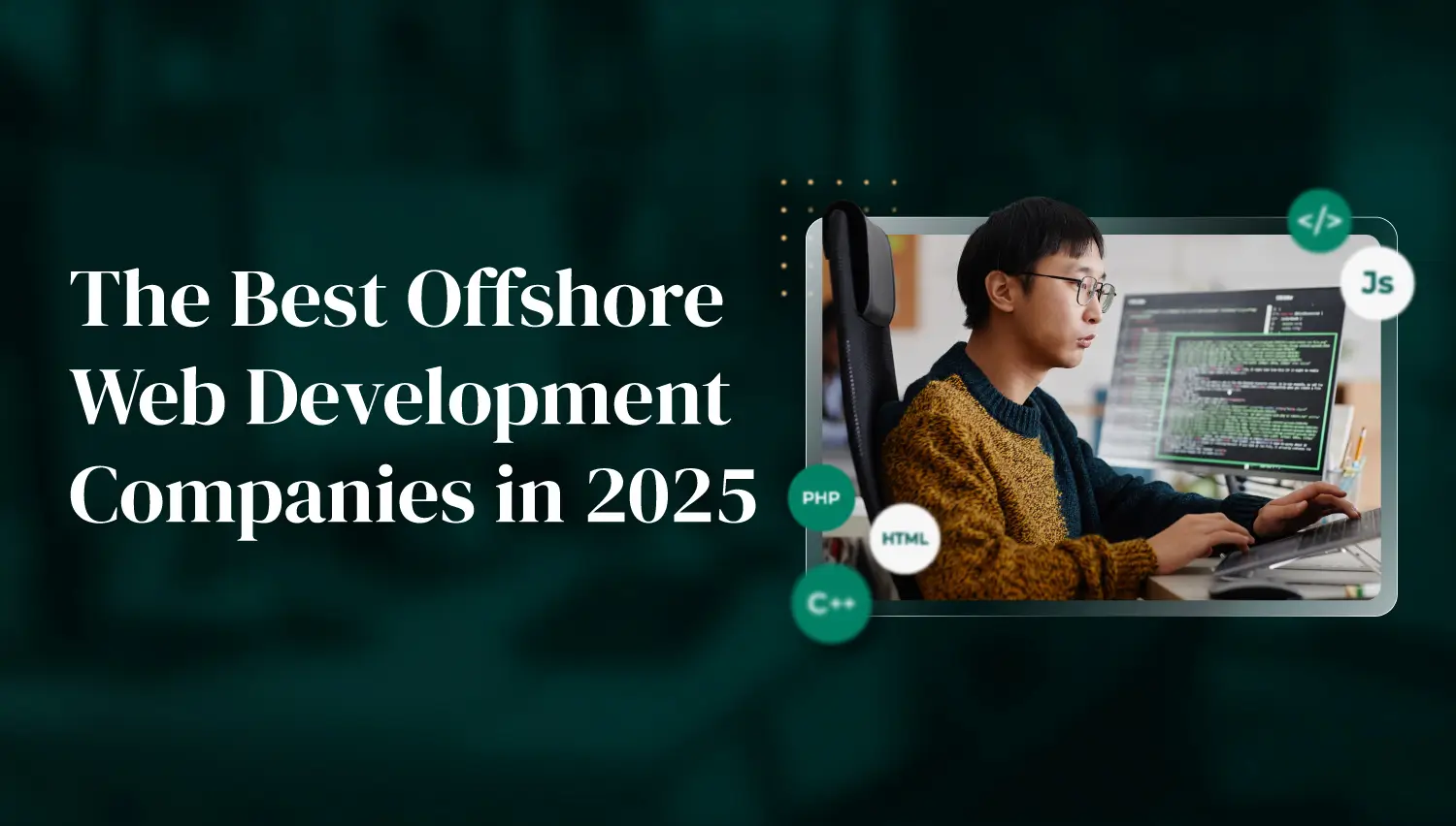 Asian web developer coding with programming languages overlay representing Somewhere's diverse global development talent network