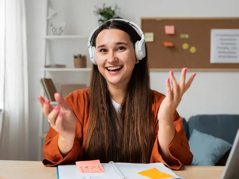 Happy remote employee engaging in video conference demonstrating successful international hiring and team integration