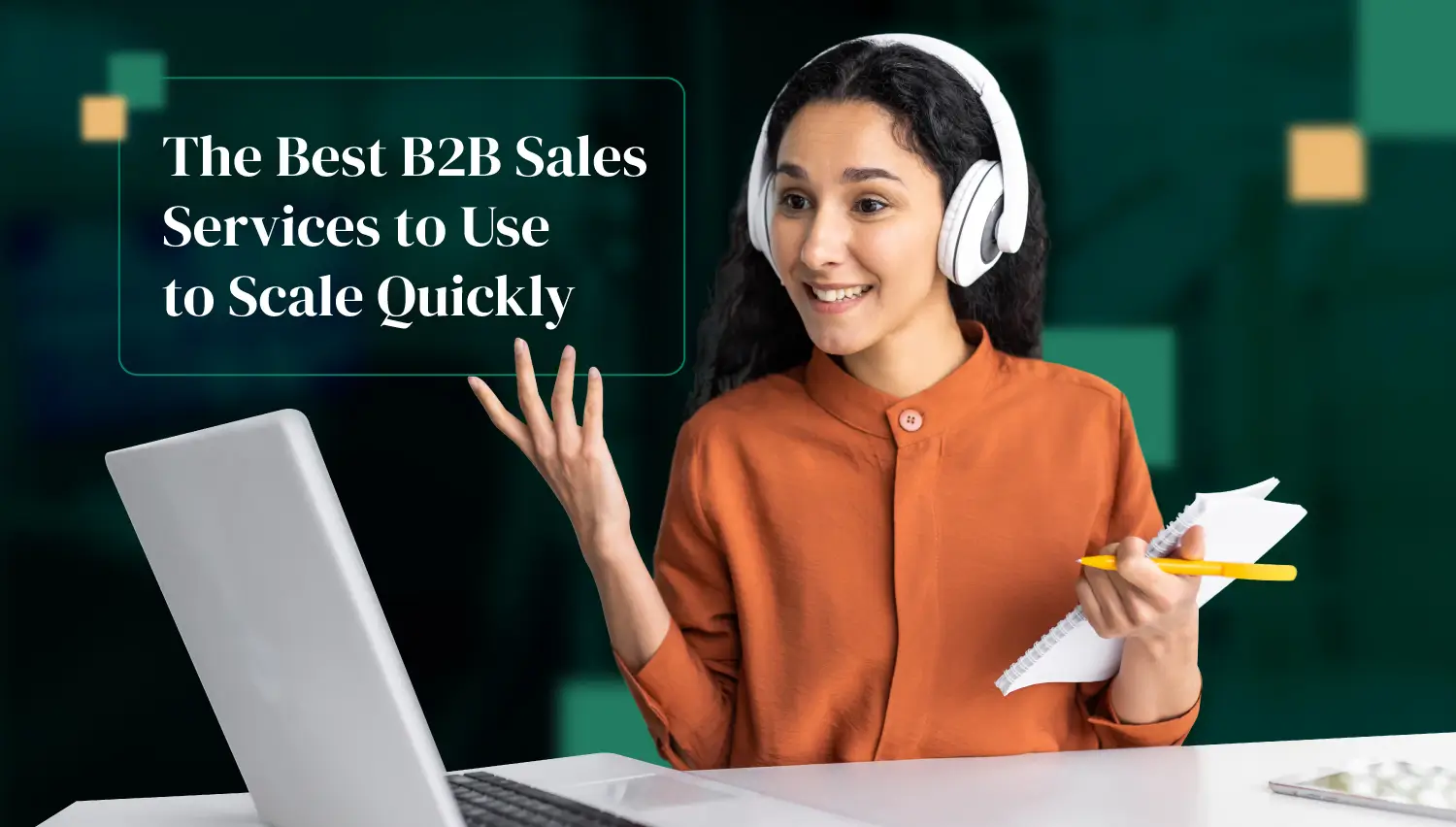 B2B sales professional conducting client call with headset while working remotely for US company through Somewhere's network