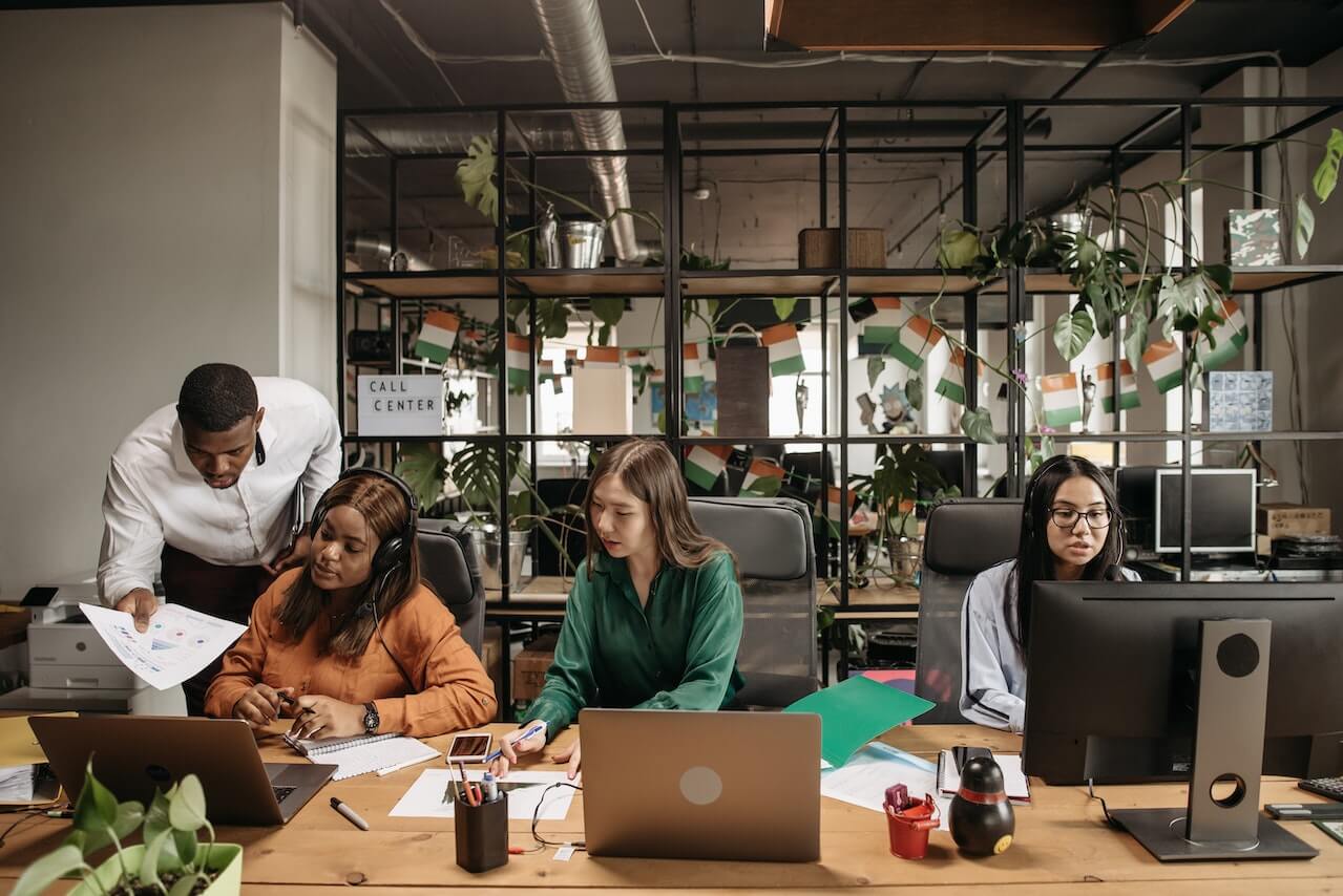 A team working together at the office