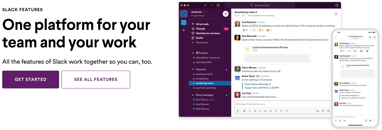 A screenshot of the Slack website